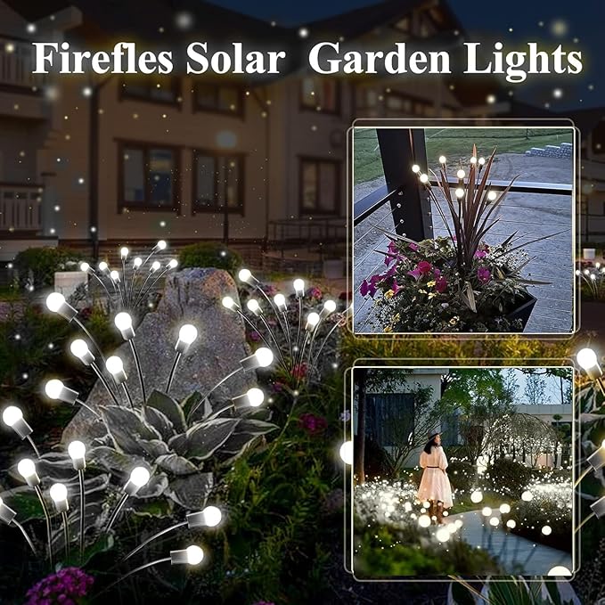 6-Pack Garden Solar Lights, 48 LED Solar Lights Outdoor for Garden Decor, Waterproof Firefly Light Outdoor (Sway by Wind), Swaying Light for Outside Yard Pathway Landscape Decorations (Cool White)