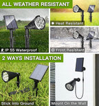 MEIHONG Solar Spot Light Outdoor, Waterproof LED Landscape Lights Dusk to Dawn, 2-in-1 Solar Spotlight Solar Powered Accent Lights for Garden Porch Walkway Patio (1 Pack)