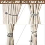 Hion Magnetic Curtain Tiebacks Grey 4 Pack, Curtain Tiebacks Buckles Holdbacks Holders Hooks Clip for Home Bedroom Office Decorative Thick or Thin Curtain