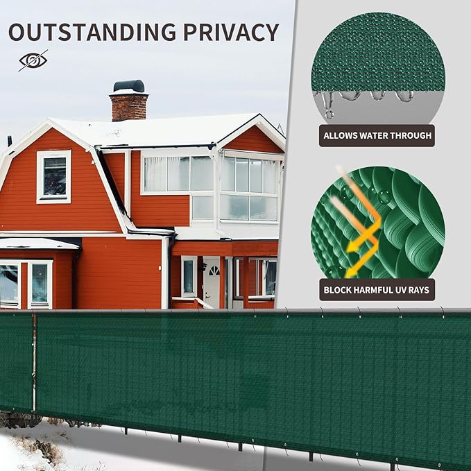 LOVE STORY Custom Size 3'x21' Dark Green Balcony Privacy Screen,UV Block Privacy Fence Screen,90% Shield for Outdoor Pool Garden Apartment Railing