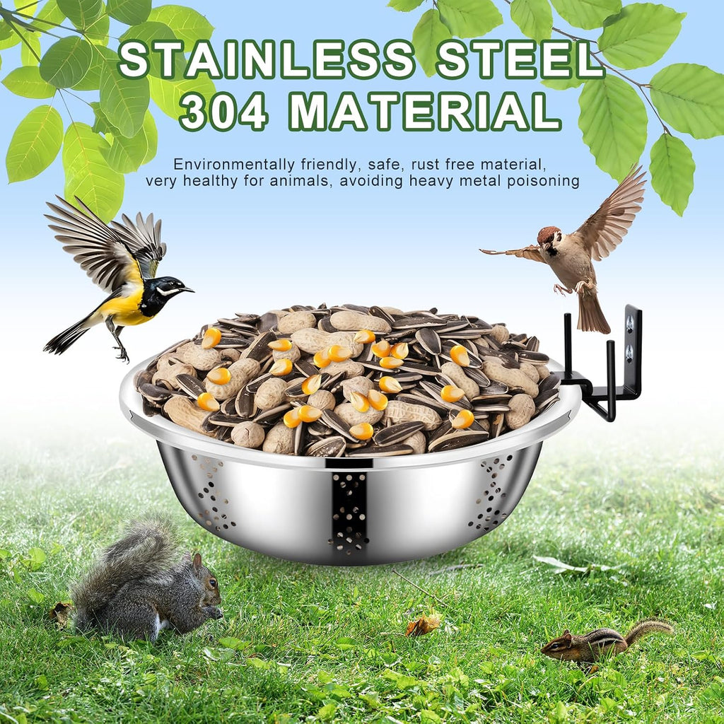 Metal Squirrel Feeders for Outside, Durable Bowl Tree Mounted of Chipmunk Feeder, Squirrel Food for Backyard Squirrels Hold Corn, Corn Cob, Peanuts (8.5 Inch - 2 Stand 2 Bowl)
