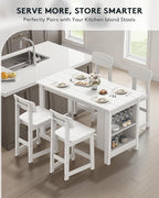 SERWALL Outdoor Bar Table, All Weather HDPE 36" Counter Height Dining Table with Storage and Wine Rack for Patio, Garden, Backyard, Balcony, Poolside, White