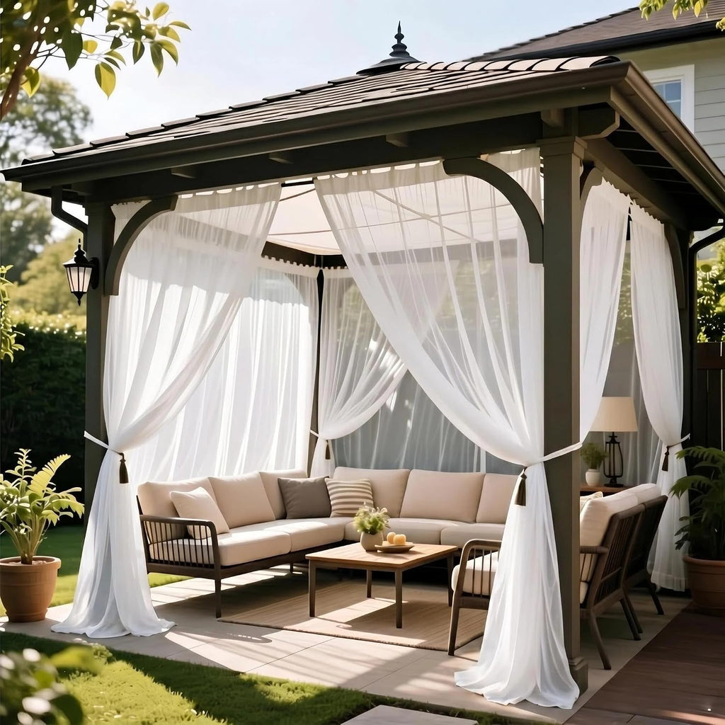 netting for porch/patio/canopy/garden, 60x96in, 2pack, outdoor sheer tulle shown in use