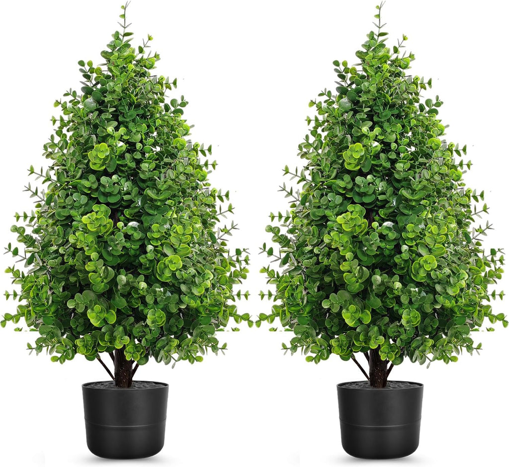 thkful 2 pack artificial boxwood topiary trees with, main product view