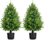 thkful 2 pack artificial boxwood topiary trees with, main product view