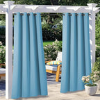 NICETOWN 2 Panels Sunlight Blocking Teal Blue Outdoor Curtains 95" L for Patio Waterproof, Thermal Insulated Rustproof Grommet Outdoor Indoor Window Curtains/Drapes for Porch, 52" W per Panel