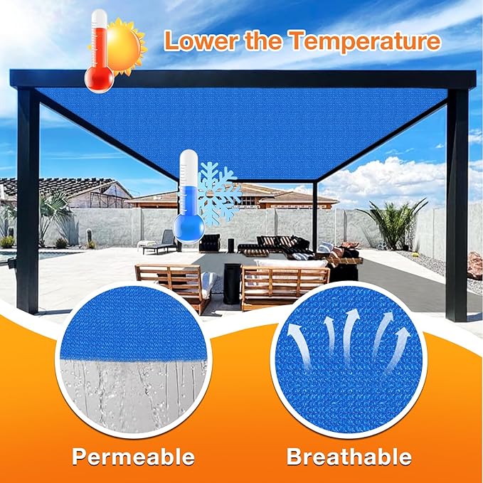 Artpuch Outdoor Pergola Shade Cover 7' X 9' Sun Shade Cloth with Grommets, 90% UV Protection Canopy Patio Privacy Screen (Customized Available) GN107, Blue