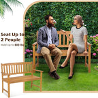 Tangkula Outdoor Acacia Wood Bench, 2-Person Garden Bench with Backrest and Armrests, Garden Bench with Slatted Seat for Porch, Park, Backyard, 800 Lbs Max Load, 43” L x 22” W x 34” H, Natural
