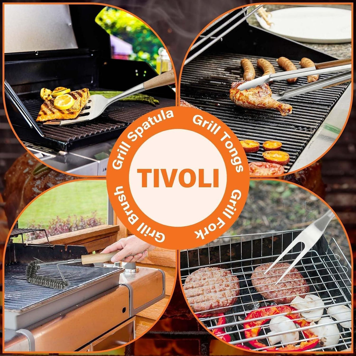tivoli 4pcs grilling accessories set - heavy duty on a desk or shelf