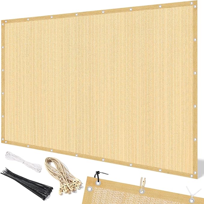 Artpuch 90% Sun Shade Cloth, 10 x 14 FT Pergola Shade Cover Canopy with Grommets, Sun Screen Fabric Tarp for Patio, Outdoor, Garden, Backyard, Wheat