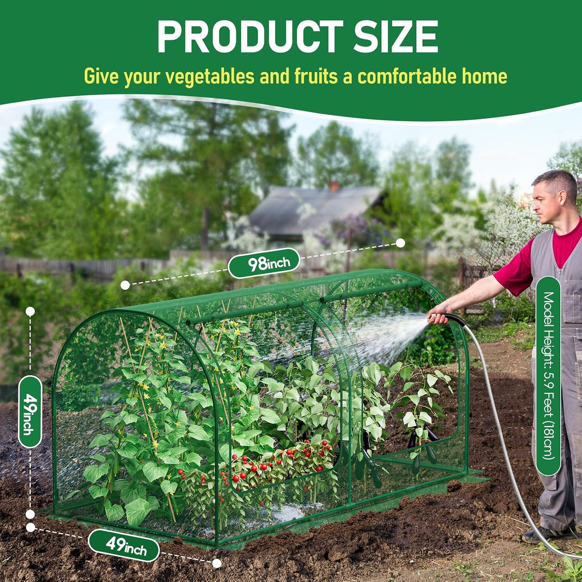 specilite 98x49x49in garden plant netting mesh cover for, side view