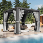 aoxun louvered pergola 10x10 all-aluminum, waterproof curtains and, view 14