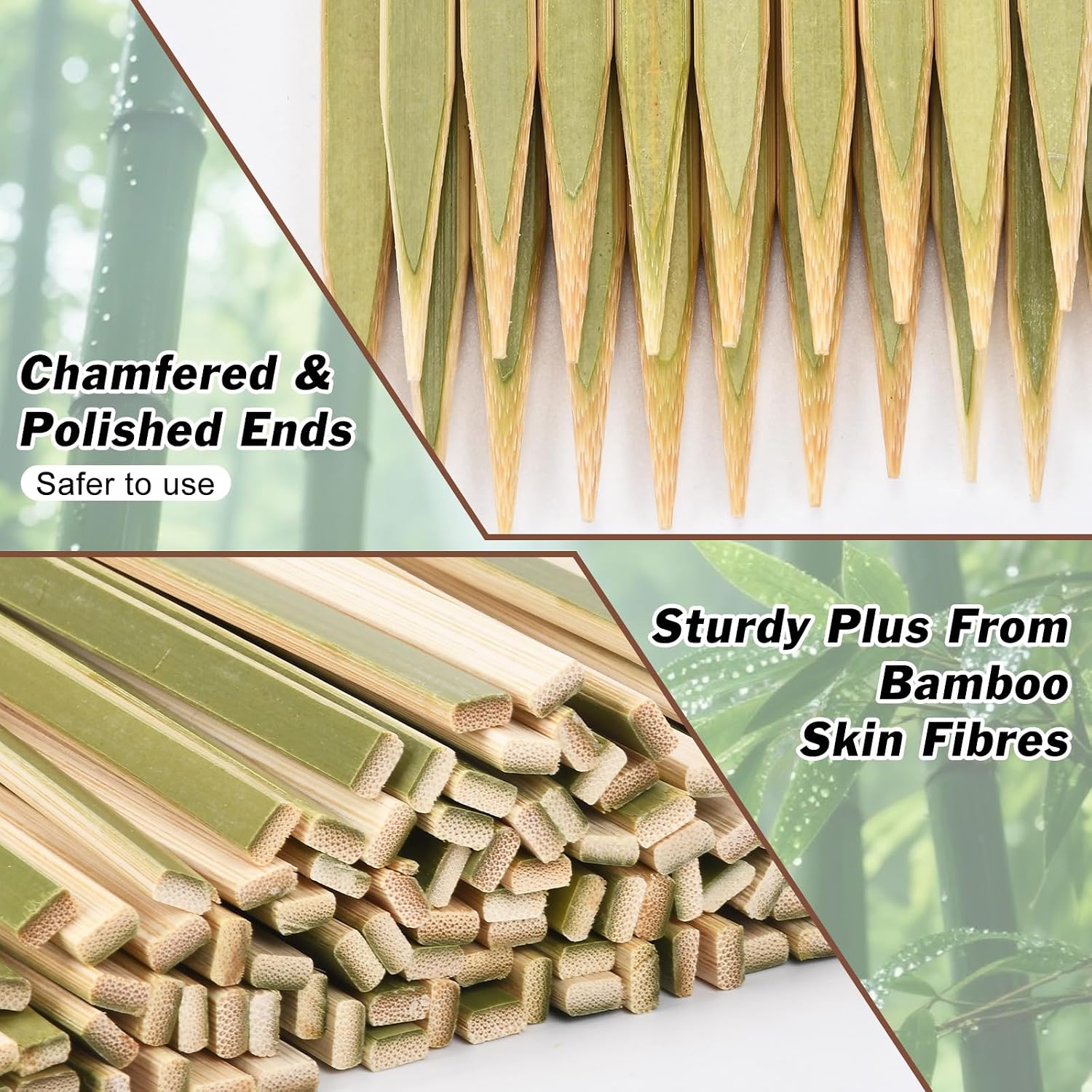 200 Pcs 12inch Natural Green Flat Wide bamboo kabob skewers for grilling Fruit Sticks Kebabs appetizers Barbecue Kababs Party mini wooden bbq skewers