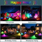 RGB Solar Spot Lights : 2 IN 1 Solar Lights Outdoor with 8 Lighting Modes & PC Light Guide Column for Tree Garden Yard Pathway | RGB Color Changing Landscape Lights | IP65 Waterproof | 4 Pack