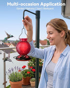 26Oz Hummingbird Feeder for Outdoors, Vintage Glass Bird Feeder with Perch, Durable & Easy to Clean, Hanging Nectar Feeder for Garden, Yard, Deck – Gift for Bird Lovers (Red)