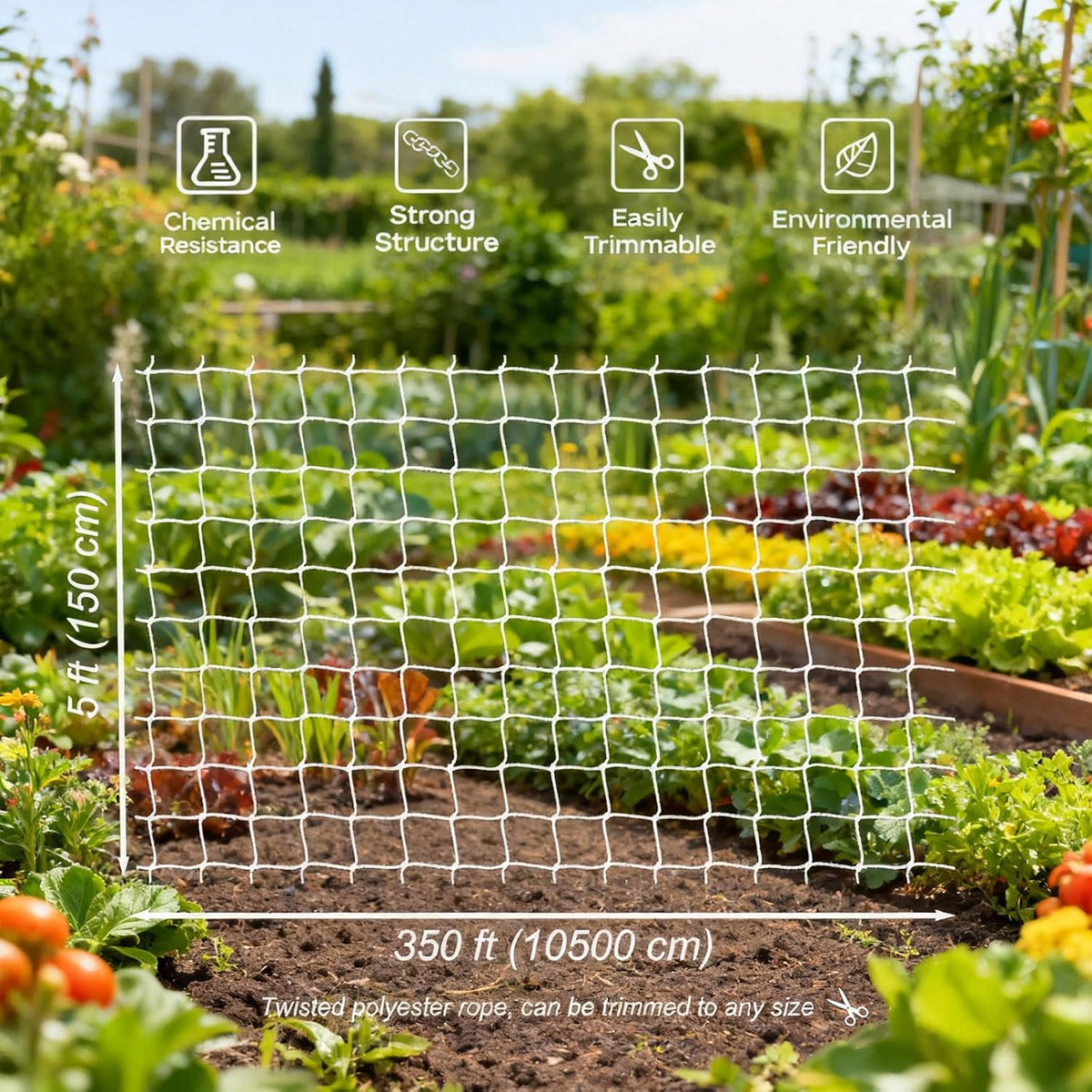 trellis netting 5 x 350 ft, heavy duty, side view
