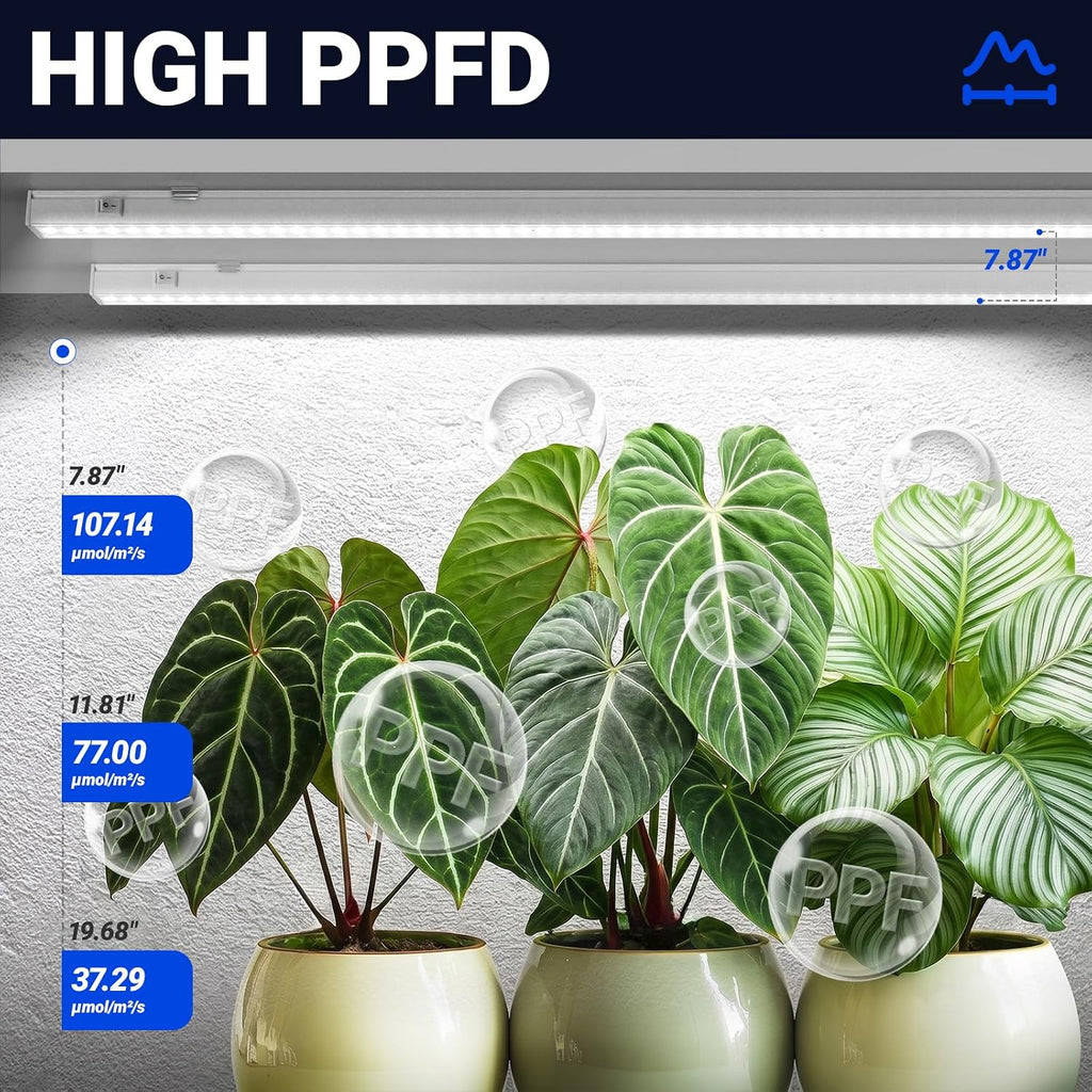 Barrina T5 Grow Light, 5000K White Full Spectrum LED Grow Light 2ft, 8 Pack | 80W (8 x 10W), Plant Grow Lights for Indoor Plants, Seedlings, Greens, Shelves, Plug and Play, Linkable, Separate On/Off