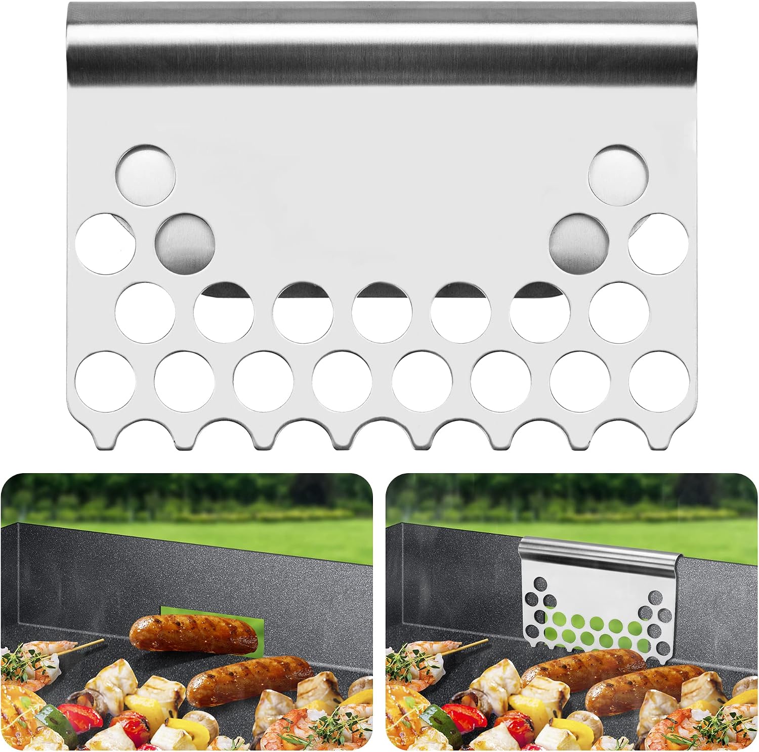 Food Mesh Screen Blocks,Stainless Steel Food Grease Gate Blocker from Falling into Tray,Griddle Grease Trap Accessories for Black Stone and Other Grills (1) | Prevent from Falling into Tray, Griddle Grease Trap Accessories for Black Stone and Other Grills