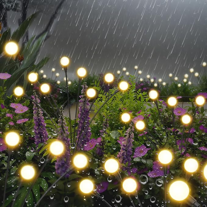Solar Lights Outdoor-2Pack 16LEDs Solar Garden Firefly Lights Outside,Solar Powered Light Outdoor and Garden Decorative IP65 Waterproof,Yard Patio Pathway Decor,Gardening Gifts for Women,Warm White
