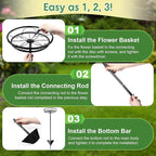 Tellingyou 3 Pack Adjustable Outdoor Flower Pot Stand, Metal Outdoor Plant Stands, Spring Summer Versatile Plant Stand Garden Stake for Display Plants, Elegant Solution for Landscaping Decor (Black)
