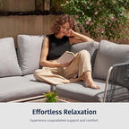 East Oak 5-Piece Outdoor Sectional Sofa, Modular Outdoor Furniture with Waterproof Thick Cushions, Modern Patio Sofa Deep Seating for Outdoor Garden Porch Blackyard, Misty Grey