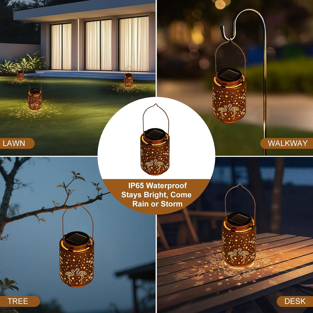Flamingo Solar Lanterns, Mothers Day Gifts for Mom Grandma Women, Flamingo Gifts for Women, Outdoor Waterproof Hanging Garden Decor Light for Patio Yard Pool