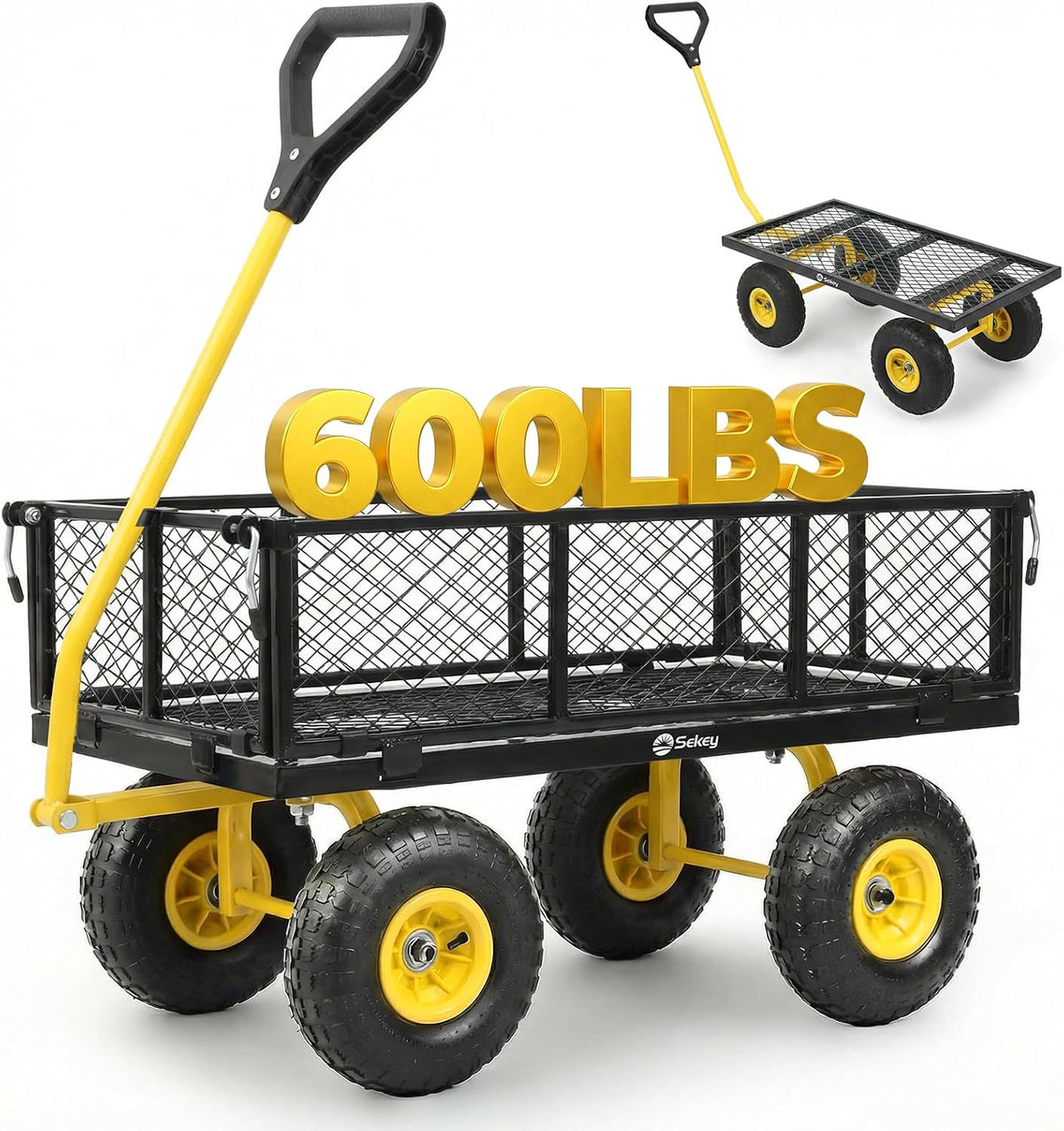 sekey steel mesh garden cart, 600 lb capacity, main product view