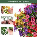 Artificial Flowers for Outdoor, UV Resistant Fake Silk Flowers, Realistic Faux Plants for Outside Indoor Porch Patio Window Box Planter Home Decor (14, Yellow Purple Rosy Red)