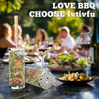 ivtivfu Rolling Grill Basket, Removable Wooden Handle, Nesting BBQ Tools | 304 Stainless Steel, Smoker Grilling Accessories for Vegetable, Outdoor Cooking Camping, Birthday Gifts for Men Dad Husband
