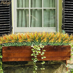 6Pcs Artificial Grass Fake Plants 17.3in Outdoor Plastic Plants UV Resistant Greenery Fake Grass for Home Window Garden Office Patio Hanging Planter Pathway Front Porch Décor Orange Yellow