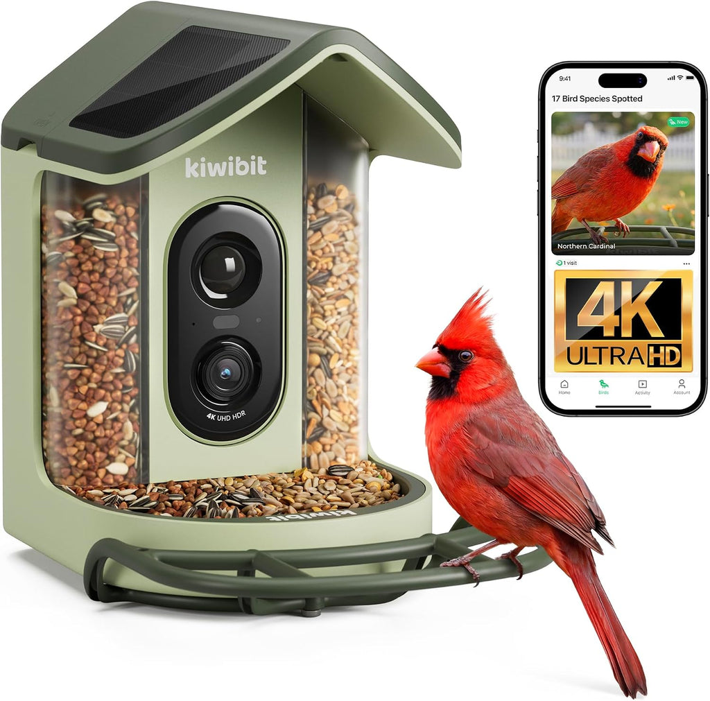 kiwibit solar powered smart bird feeder with camera, main product view
