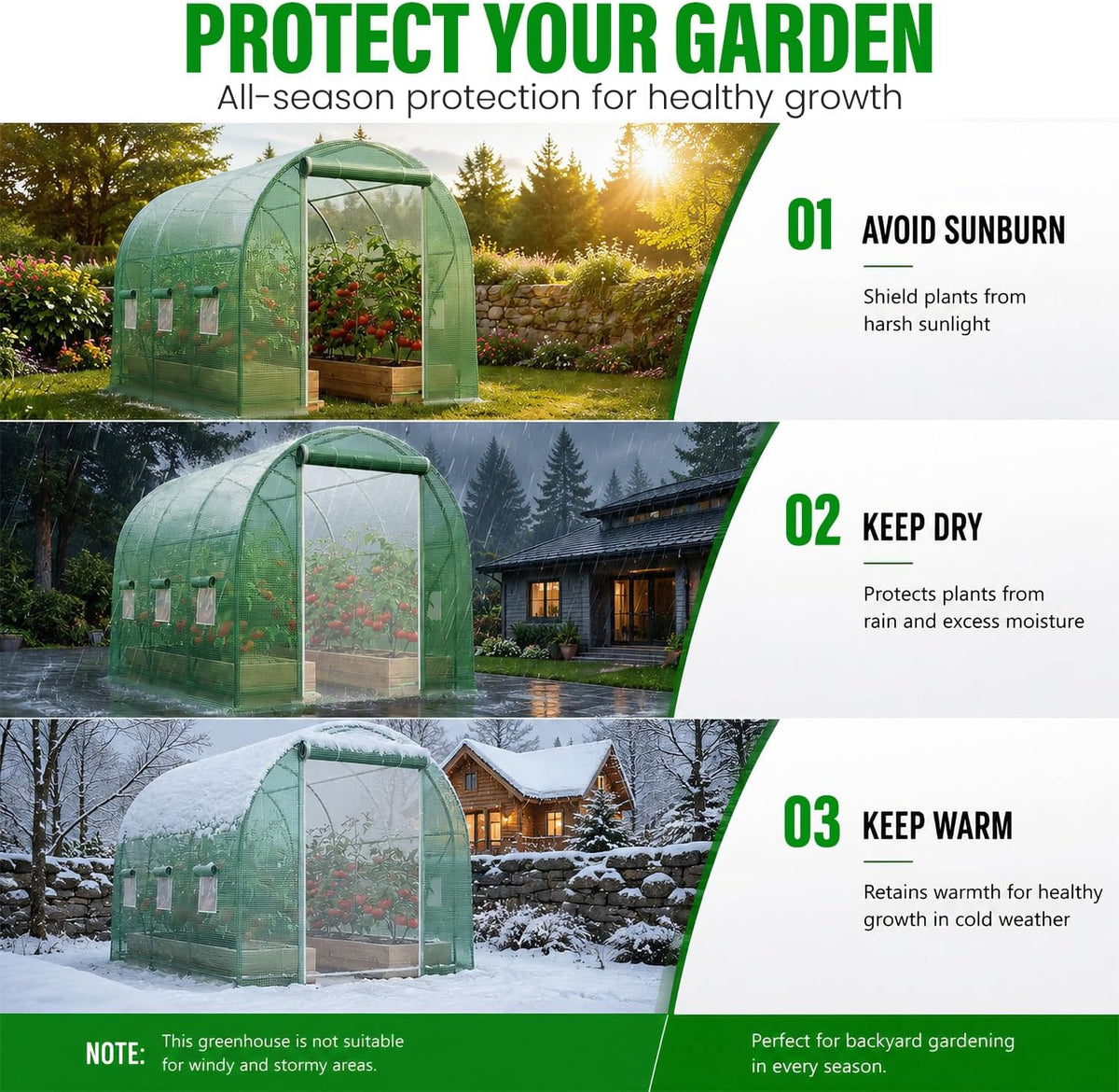 10'x7'x7' green house portable greenhouse large walk-in greenhouses, side view