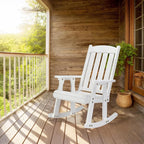 VINGLI Outdoor Rocking Chair Set of 2, Heavy Duty 600 LBS Wooden Rocking Chair with Comfortable Backrest, Weatherproof Rocker with Ergonomic Design, Suit for Patio, Garden, Yard, White