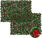 expandable fence privacy screen with artificial flower, greenery, main product view