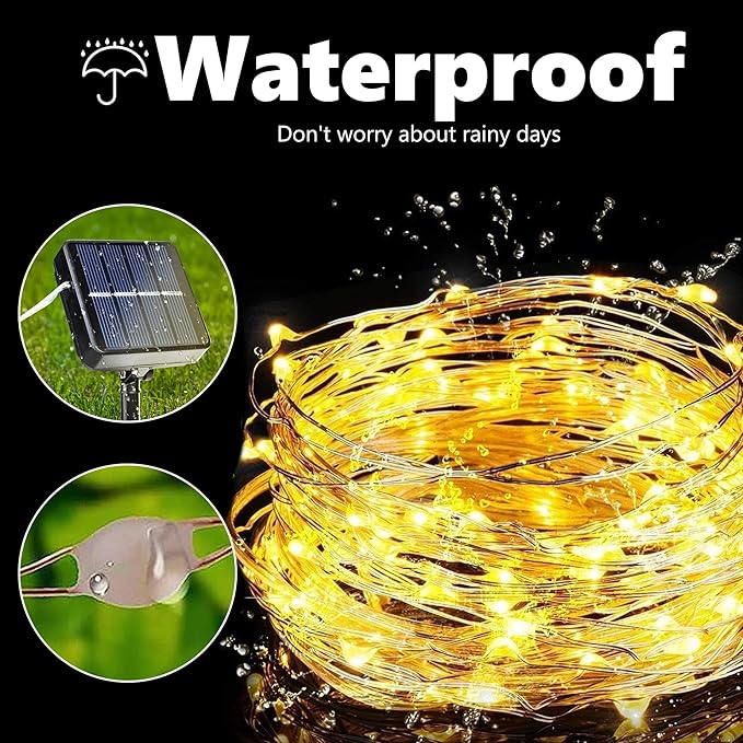 Joomer Solar Fairy Lights, 2-Pack Total 80FT 240LED Solar String Lights Outdoor Waterproof 8 Lighting Modes for Patio Fence Party Garden Yard Home Holiday Tree Outdoor Decoration (Warm White)