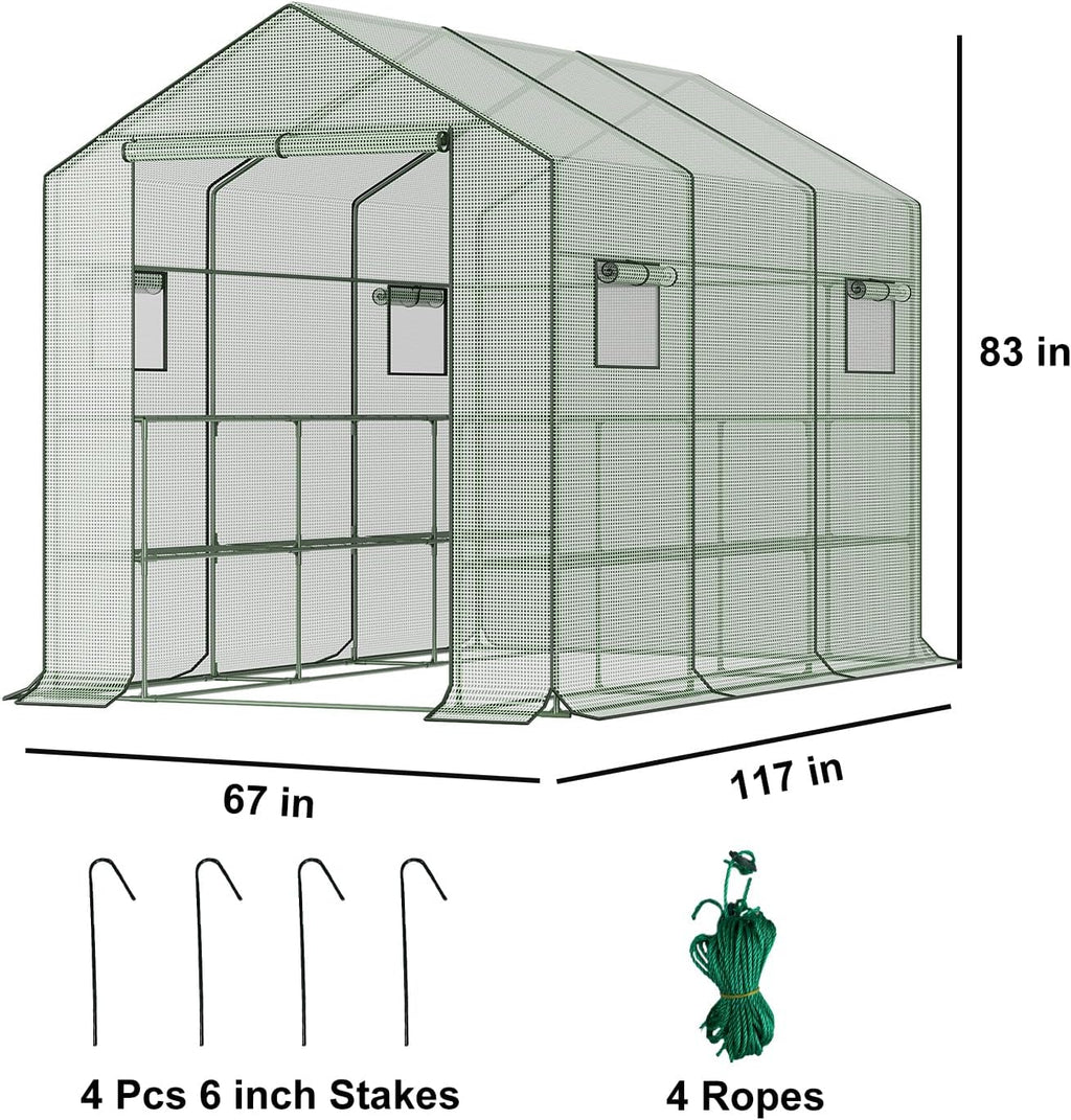 9.75 ft walk-in greenhouse, 18 shelves, waterproof cover, package contents