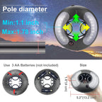 HONWELL Patio Umbrella Light, 18 LEDs 3xAA Battery Operated Umbrella Pole Light with RF Remote 80Ft Through Wall, 4 Modes, 12 Color Changing Outdoor Camping Light with Hanging Ring for Umbrellas,Tent