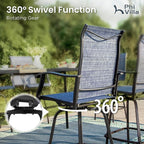 PHI VILLA Outdoor Swivel Bar Stools Set of 6, Bar Height Patio Chairs Furniture with All Weather Textilene Fabric, 30" High Top Bar Chairs for Porch, Blue