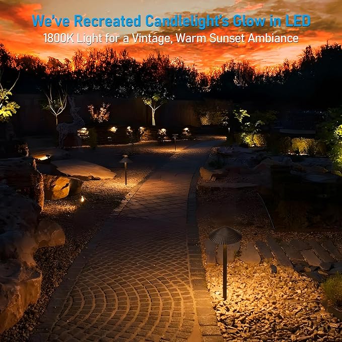 LEONLITE 12-Pack 5CCT LED Low Voltage Landscape Lights, 3W Cast-Aluminum 12-24V Pathway Lights, 1800K-5000K IP65 Path Lights, ETL Listed Landscape Lighting Wired for Yard Lawn, Oil Rubbed Bronze