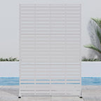 Casaphoria Metal Privacy Screen Outdoor, 72" H x 47" W Freestanding Decorative Privacy Screen for Patio Deck Balcony Garden with Stable Base, White-Adrian