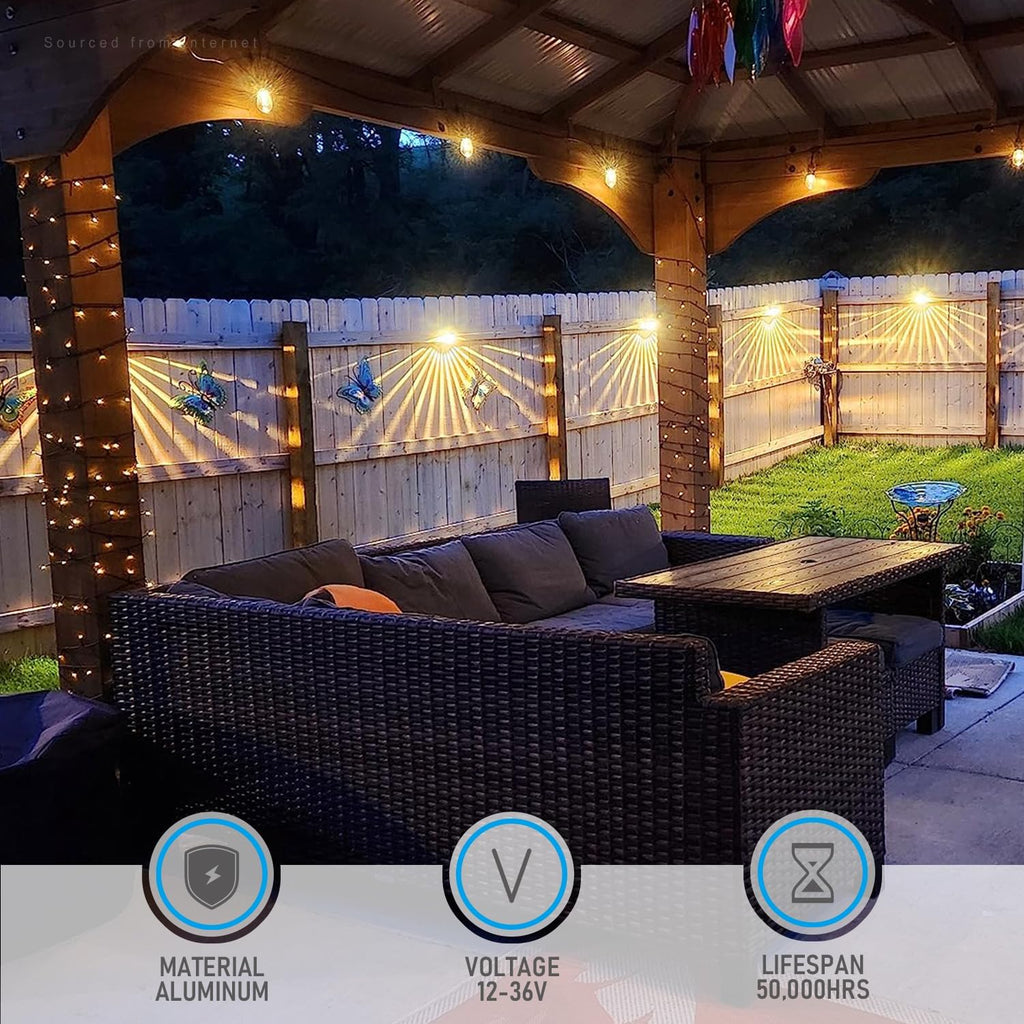 LEONLITE 6-Pack 3000K Unique Rays LED Deck Lights Outdoor Oil Rubbed Bronze | 12V Low Voltage, Landscape Step Railing Fence Light, Warm White, IP65, Landscape Deck Light for Backyard, Aluminum
