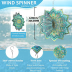 Wind Spinner Mandala Peacock Flower,12In Stainless Steel Wind Spinners Outdoor,3D Yard Art Decorations,Hanging Kinetic Sculptures,Garden Decor,Gifts for Women,Mother,Men,Father,Holidays