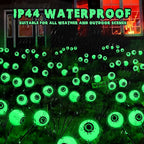 BrizLabs 4 Pack 24 LED Halloween Solar Lights, 2 Modes Outdoor Halloween Eyeball Pathway Lights, Solar Spooky Walkway Light Waterproof, Green Swaying Firefly Lighting for Path Yard Garden Lawn