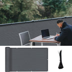 LOVE STORY 3'x16' Dark Grey Balcony Screen Privacy Fence Cover UV Protection Weather-Resistant 3 FT Height Heavy Duty for Deck, Patio, Backyard Shield 90%