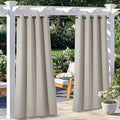 NICETOWN 2 Panels Indoor & Outdoor Curtains for Patio Waterproof, Grommet Room Darkening Thermal Insulated Indoor Window Treatments Thermal Drapes for Pergola/Bathroom, Natural, W52 x L84