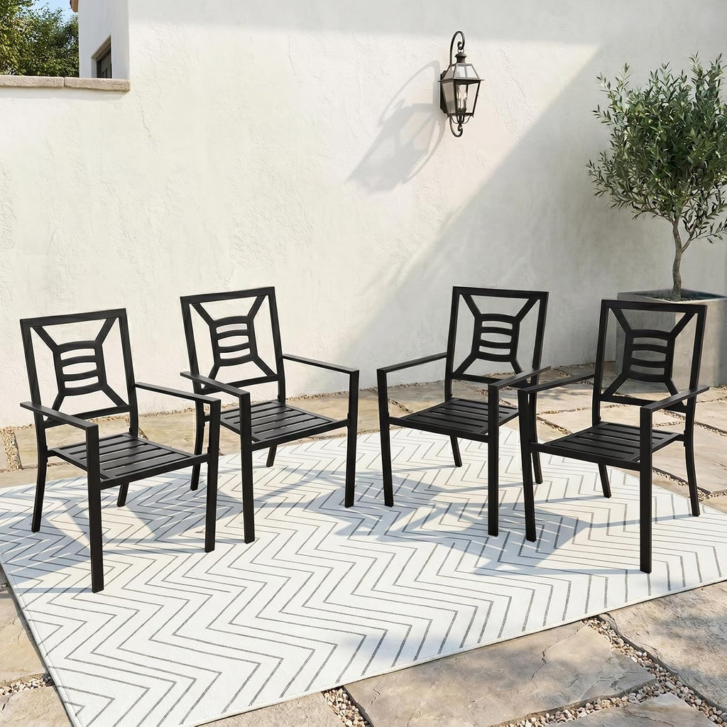 Patio Dining Chairs Set of 4, Stackable Outdoor Metal Chairs