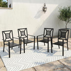 Patio Dining Chairs Set of 4, Stackable Outdoor Metal Chairs