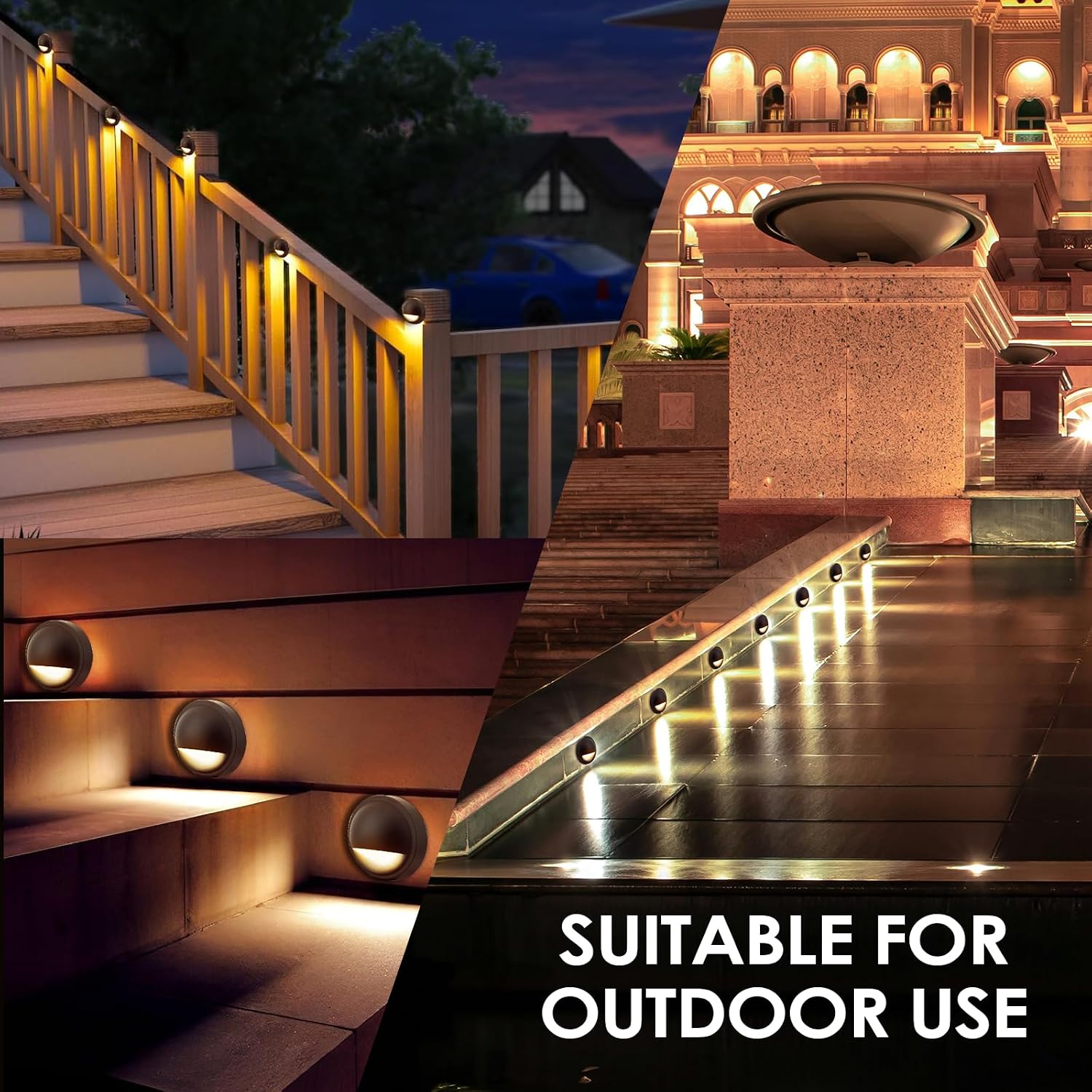 LED Low Voltage Deck Lights Outdoor Waterproof,6-Pack 3CCT Deck Lighting Fixtures Landscape Step,3W,12V-24V AC/DC Die-cast Aluminum Housing Fence Lamp Wired 2700K/3500K/5000K (Brown)