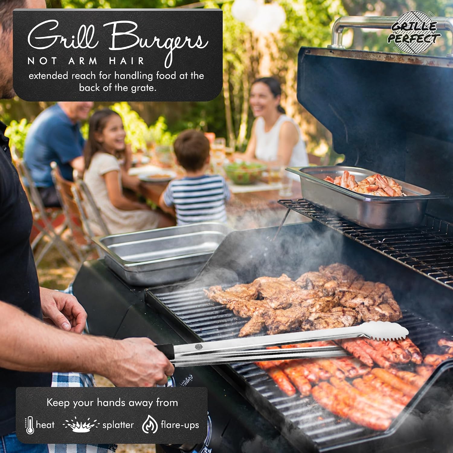 Grill Tongs 24-Inch Super Long Extra Heavy Duty for Grilling and Barbecue Heat Resistant Hand Grips Stainless Steel for BBQ Outdoor Kitchen and Cooking Hot Grilled Food
