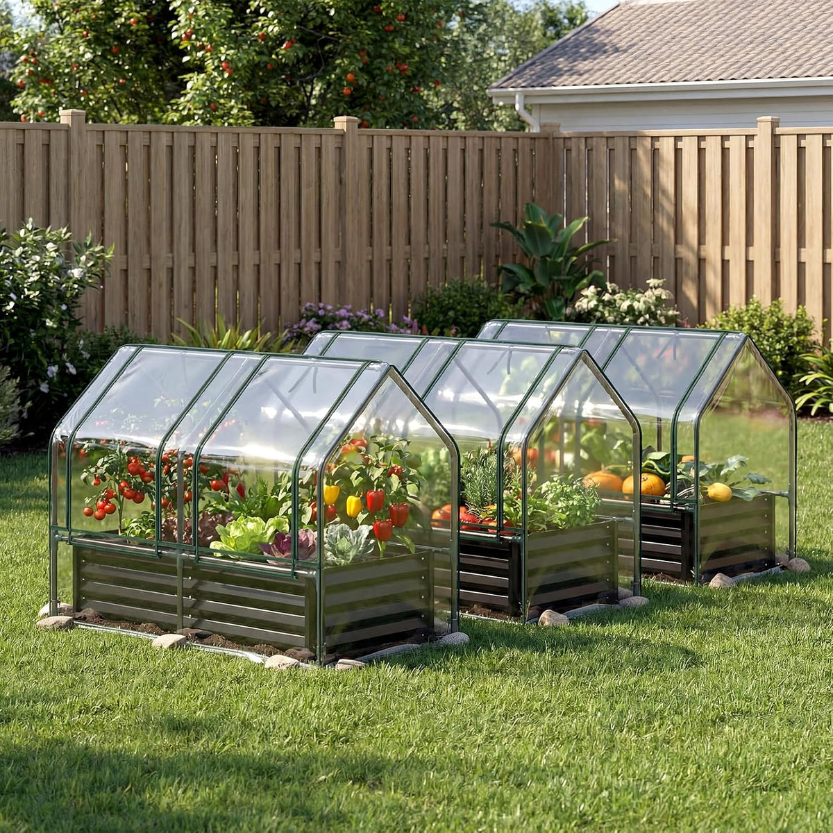giantex 4x2x3 ft galvanized raised garden bed with shown in use